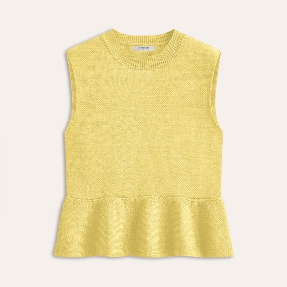 Commense Light Yellow Sleeveless Ruffle Hem Sweater Vest Size XS NEW